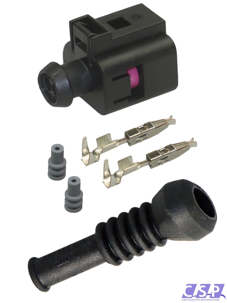 Stecker Reparatursatz 2-pol. Buchse passt zu VW 1J0973702, Tülle 6N0906102 ABS