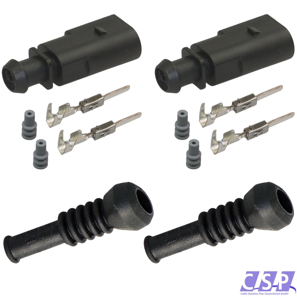2x Stecker Reparatursatz 2-pol. Stift passt zu VW 1J0973802, Tülle 6N0906102 ABS