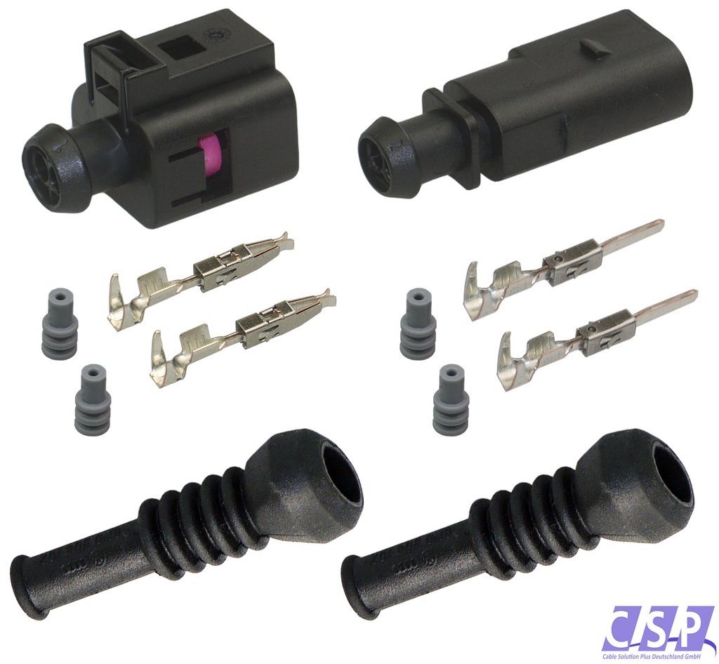 Reparatursatz Stecker 2-pol. passt zu VW 1J0973802 / 1J0973702 Stift/Buchse