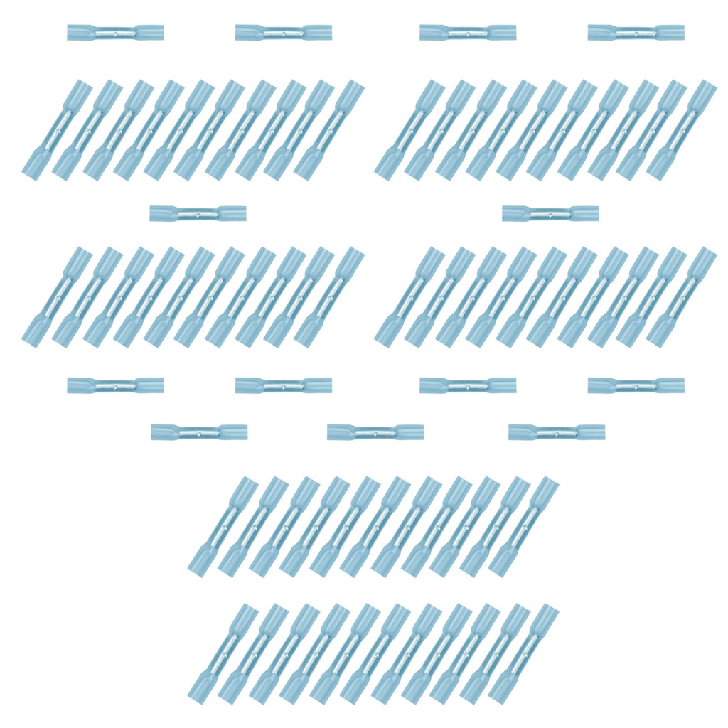 [33-0393-075] 75x Schrumpfverbinder 1,50 - 2,50²  blau Kleber Stoss- Quetschverbinder