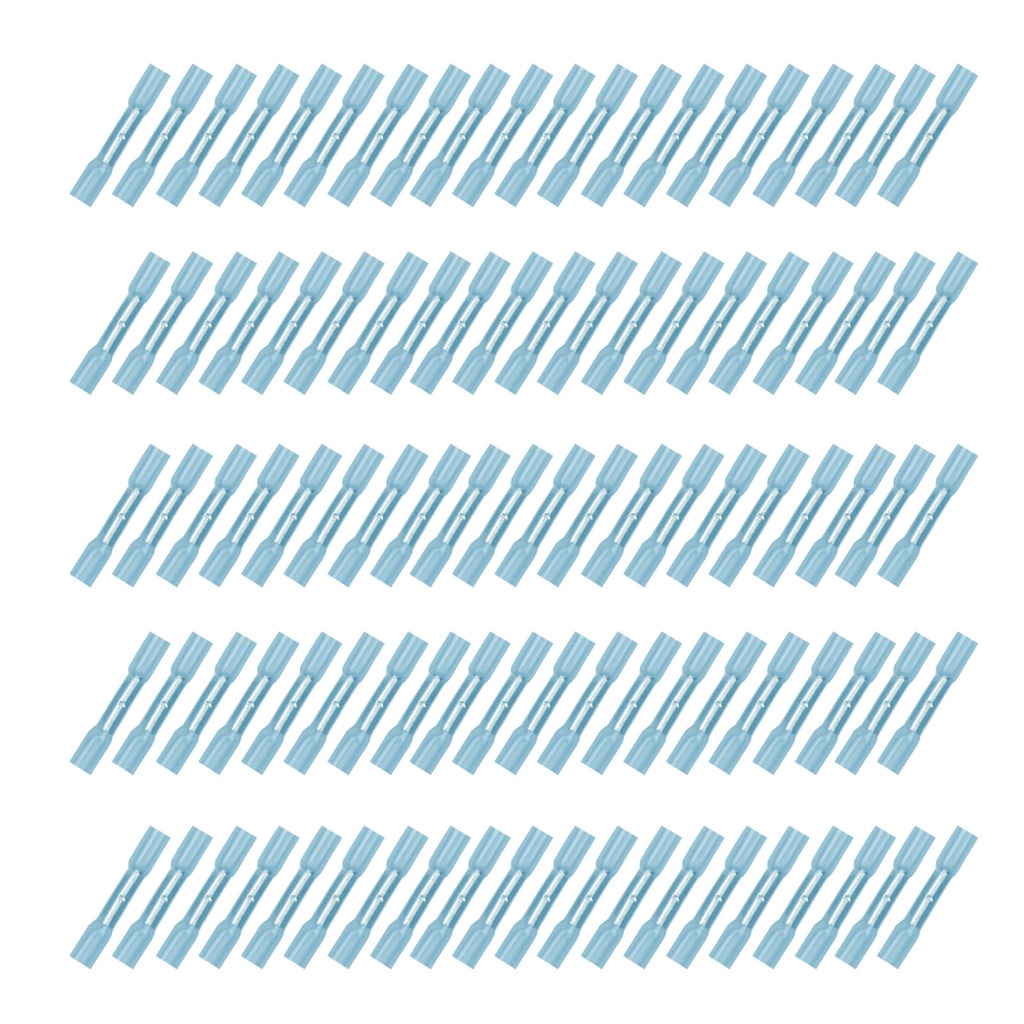 [33-0393-100] 100x Schrumpfverbinder 1,50 - 2,50²  blau Kleber Stoss- Quetschverbinder