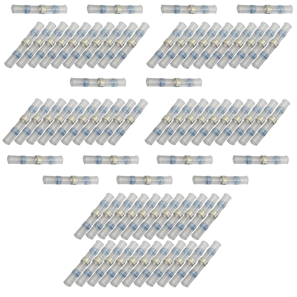 [33-0788-075] 75x Lötverbinder 1,50 - 2,50²  blau Kleber Schrumpfverbinder Quetschverbinder