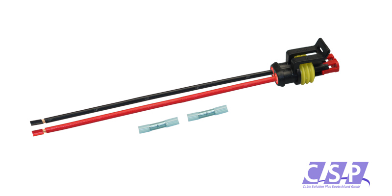[33-0108] Superseal 2-polig konfektioniertes Buchsengehäuse, 250mm, Leitung H07V-K 1,50mm², Schrumpfverbinder