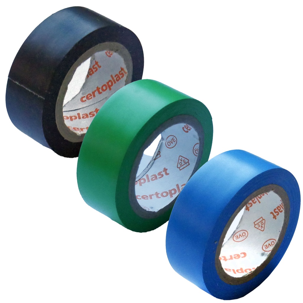 [33-1099-m3] Isolierband 4,5mx15mm 3er Set sw gn bl Klebeband Tape PVC VDE Elektrik Industrie Heimwerker