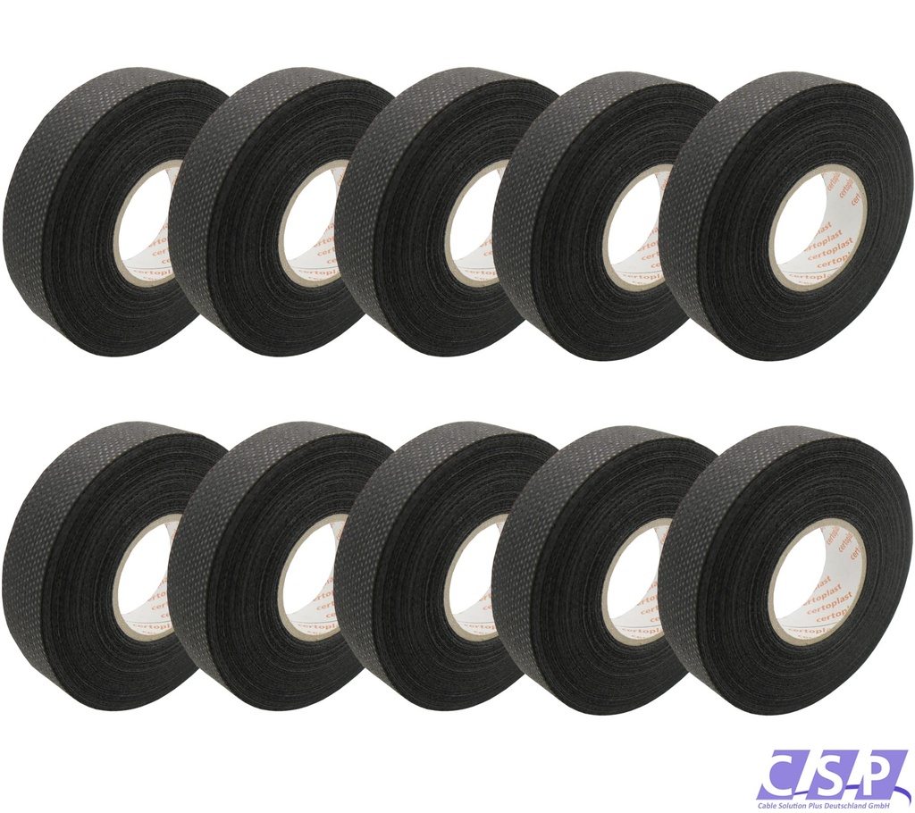 [33-0179-10] 10x Tape Klebeband Gewebeband Vlies 19mm x 25m Tapeband Isolierband KFZ PKW Elektro Industrie