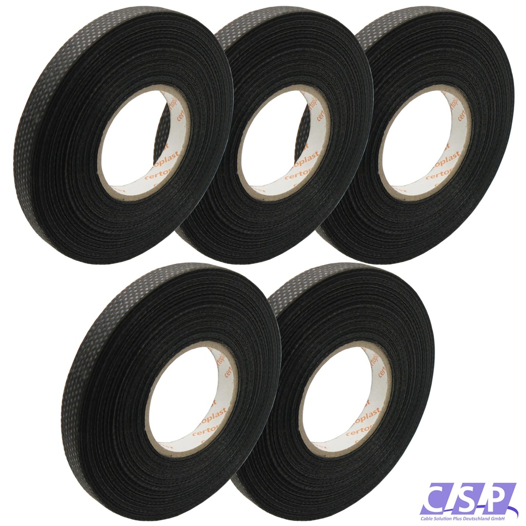 [33-0148-05] 5x Tape Klebeband Vlies Rolle 25m x 9mm Gewebeband 105° KFZ Elektrik