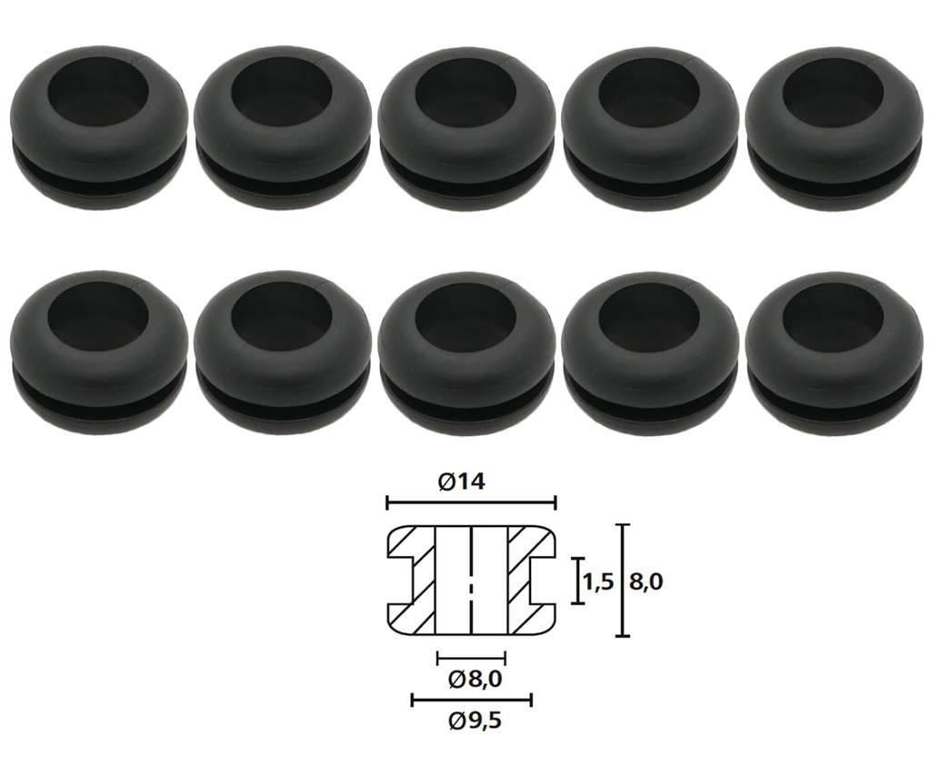 [33-1102] 10x Hellermann TYP HV1208 Tülle Durchführungstülle Knickschutztülle Elektrik