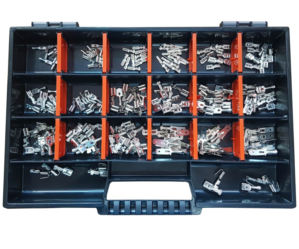 [33-0990-SK] Set Flachsteckhülsen / Flachstecker 2,8x0,8 / 4,8x0,8 / 6,3x0,8 n. DIN 190 Teile