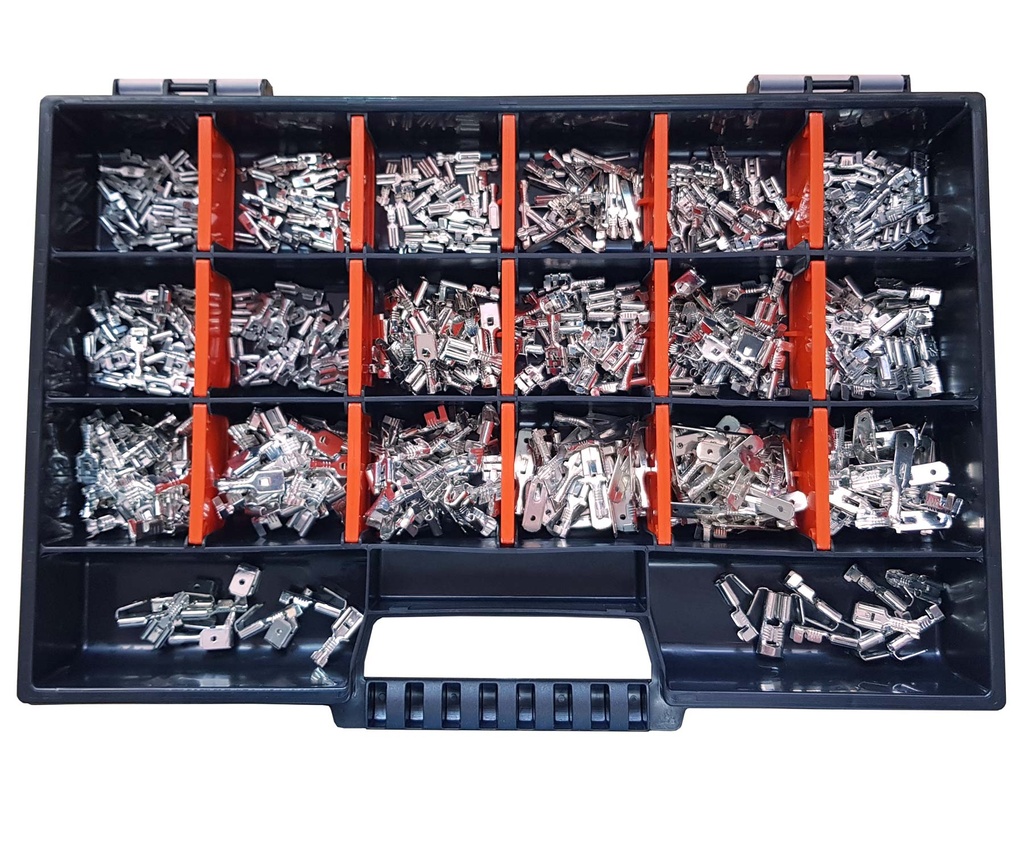 [33-0991-SK] Set Flachsteckhülsen / Flachstecker 2,8x0,8 / 4,8x0,8 / 6,3x0,8 n. DIN 470 Teile