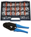 Set Flachsteckhülsen/Flachstecker 2,8x0,8/4,8x0,8/6,3x0,8 Crimpzange 855 Teile