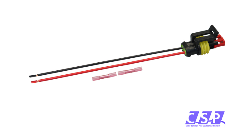 [33-0114-GN] Superseal 2-polig konfektioniertes Buchsengehäuse, 250mm, Leitung FLRY 0,50mm², Schrumpfverbinder