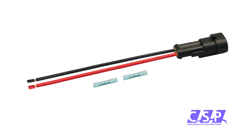 [33-0126-GE] Superseal 2-polig konfektioniertes Stiftgehäuse, 250mm, Leitung FLRY 1,50mm², Schrumpfverbinder