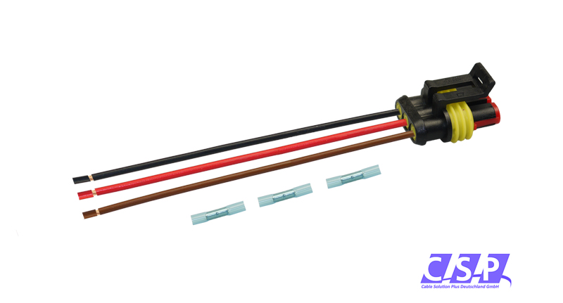 [33-0115-GE] Superseal 3-polig konfektioniertes Buchsengehäuse, 250mm, Leitung FLRY 1,50mm², Schrumpfverbinder