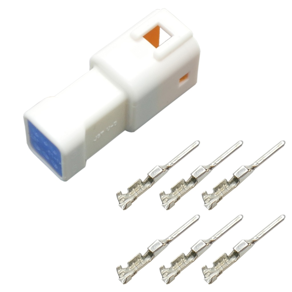 [33-1165] JWPF Stecker Stift 6-polig gedichtet IP67  Steckverbinder JST 06T-JWPF-VSLE-D mit passenden Crimp Kontakten