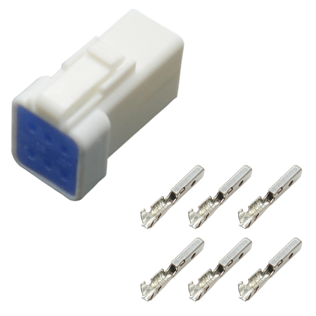 [33-1166] JWPF Stecker Buchse 6-polig gedichtet IP67  Steckverbinder JST 06R-JWPF-VSLE-D mit passenden Crimp Kontakten