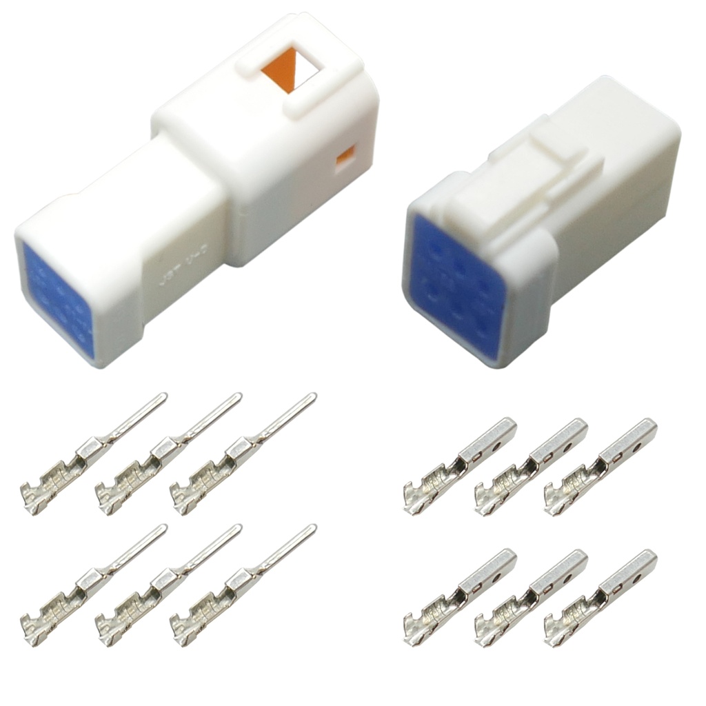 [33-1172] JWPF Stecker Set 6-polig gedichtet IP67  Steckverbinder JST 06R-JWPF-VSLE-D und 06R-JWPF-VSLE-D mit passenden Crimp Kontakten