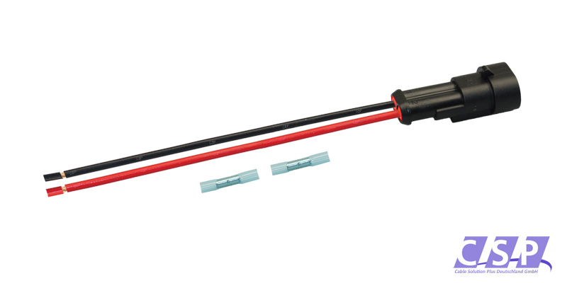 [33-0126-RT] Superseal 2-polig konfektioniertes Stiftgehäuse, 250mm, Leitung FLRY 2,50mm², Schrumpfverbinder