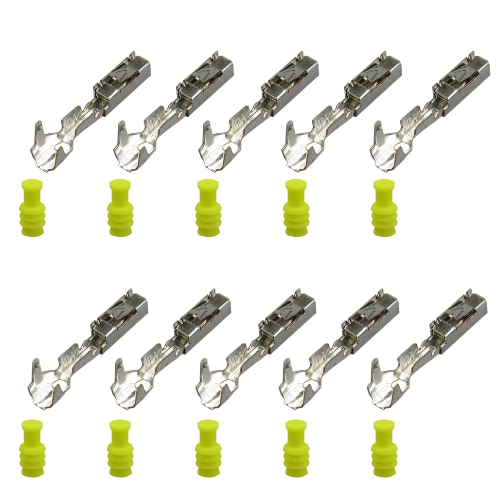 [33-0473-GELB] 10x MQS Quadlok MOST FAKRA PIN Crimp Buchse Kontakt Seal 0,25²-0,50² gedichtet