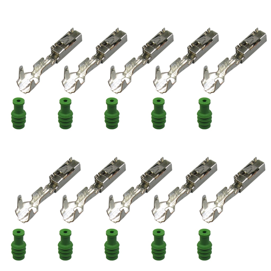 [33-0473-GRUEN] 10x MQS Quadlok MOST FAKRA PIN Crimp Buchse Kontakt Seal 0,25²-0,50² gedichtet