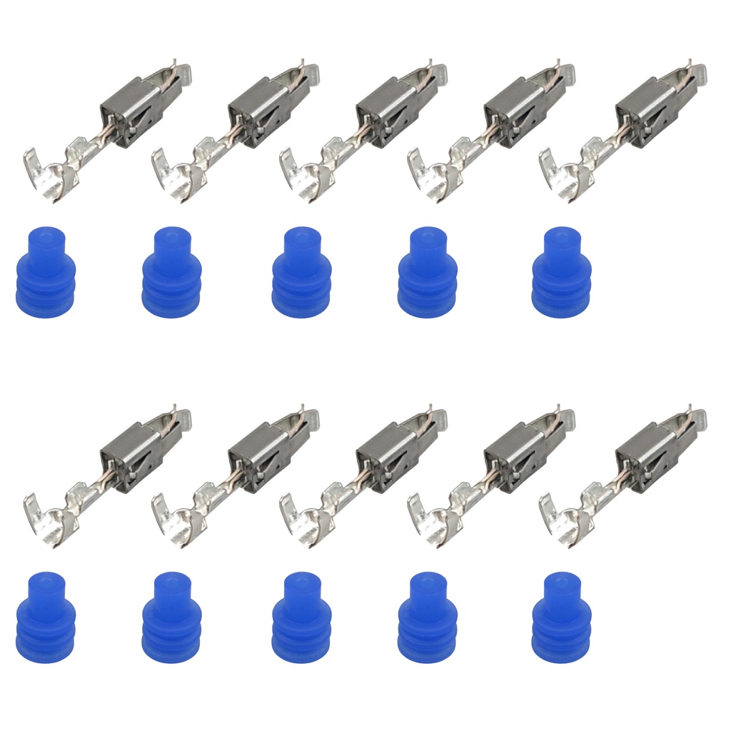 [33-1511-BLAU] Set je 10x Kontakte und Seal blau JPT Junior Power Timer Buchse für Querschnitte 0,20²-0,50² 906843.02, 964282-2