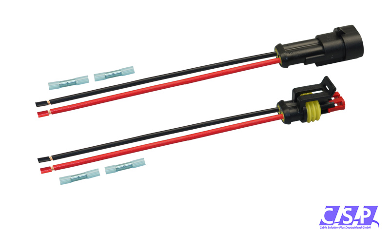 [33-0138-GE] Superseal Set 2-polig konfektioniertes Stift- und Buchsengehäuse, 250mm, Leitung FLRY 1,50mm², Schrumpfverbinder