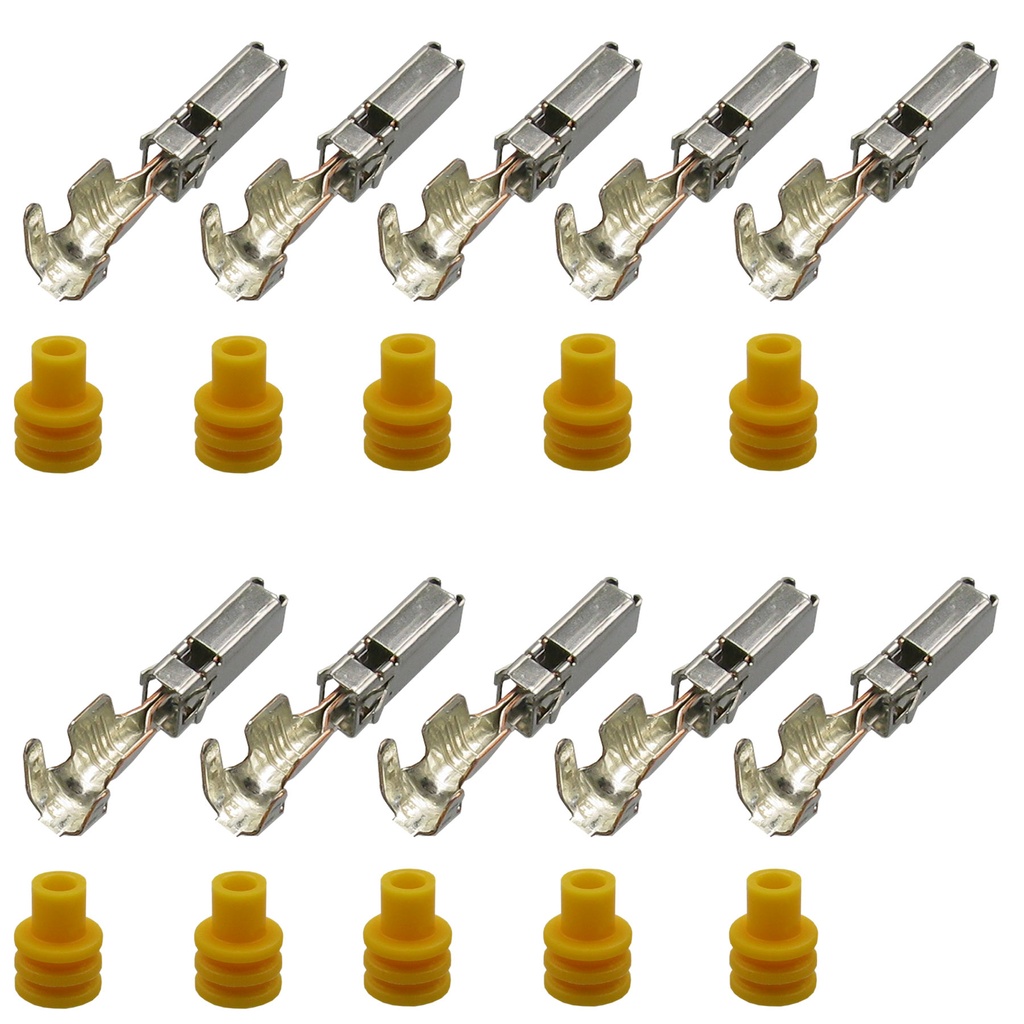 [33-0751-GELB] Set Kontakte Buchse 2.8 HPCS / MCP 1,00²-2,50² VW 104 428.01 / Seal 357 972 741B