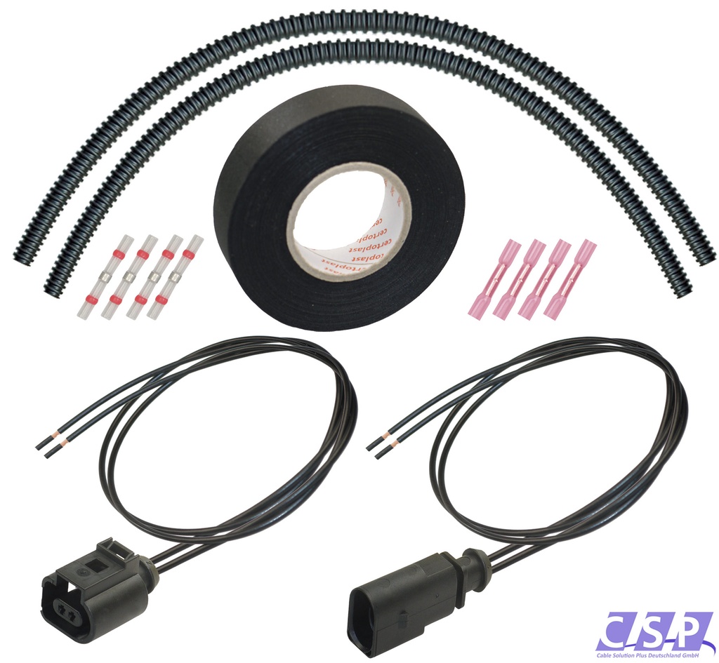[33-1538-SET] Reparatur Kit Stecker Set VW AUDI 1J0973802 / 1J0973702 Kabelsatz Wellrohr Tape