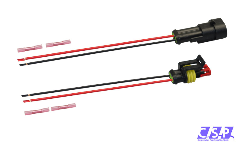 [33-0138-GN] Superseal Set 2-polig konfektioniertes Stift- und Buchsengehäuse, 250mm, Leitung FLRY 0,50mm², Schrumpfverbinder