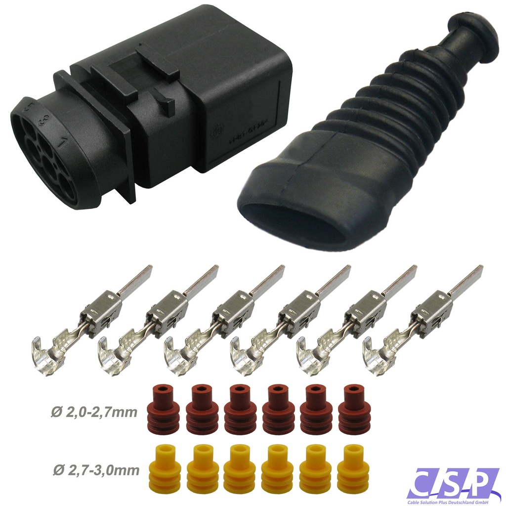 [33-1672] Stecker passt zu VW 1J0973833 Reparatursatz 6-pol. 1,00²-2,50² Tülle 1J0 973 833
