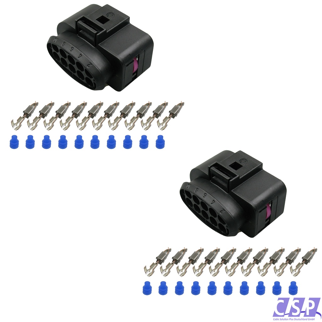 [33-1690-SET] 2x Stecker passt zu VW 1J0973735 Reparatursatz 10-pol. 0,50-1,00² Scheinwerfer