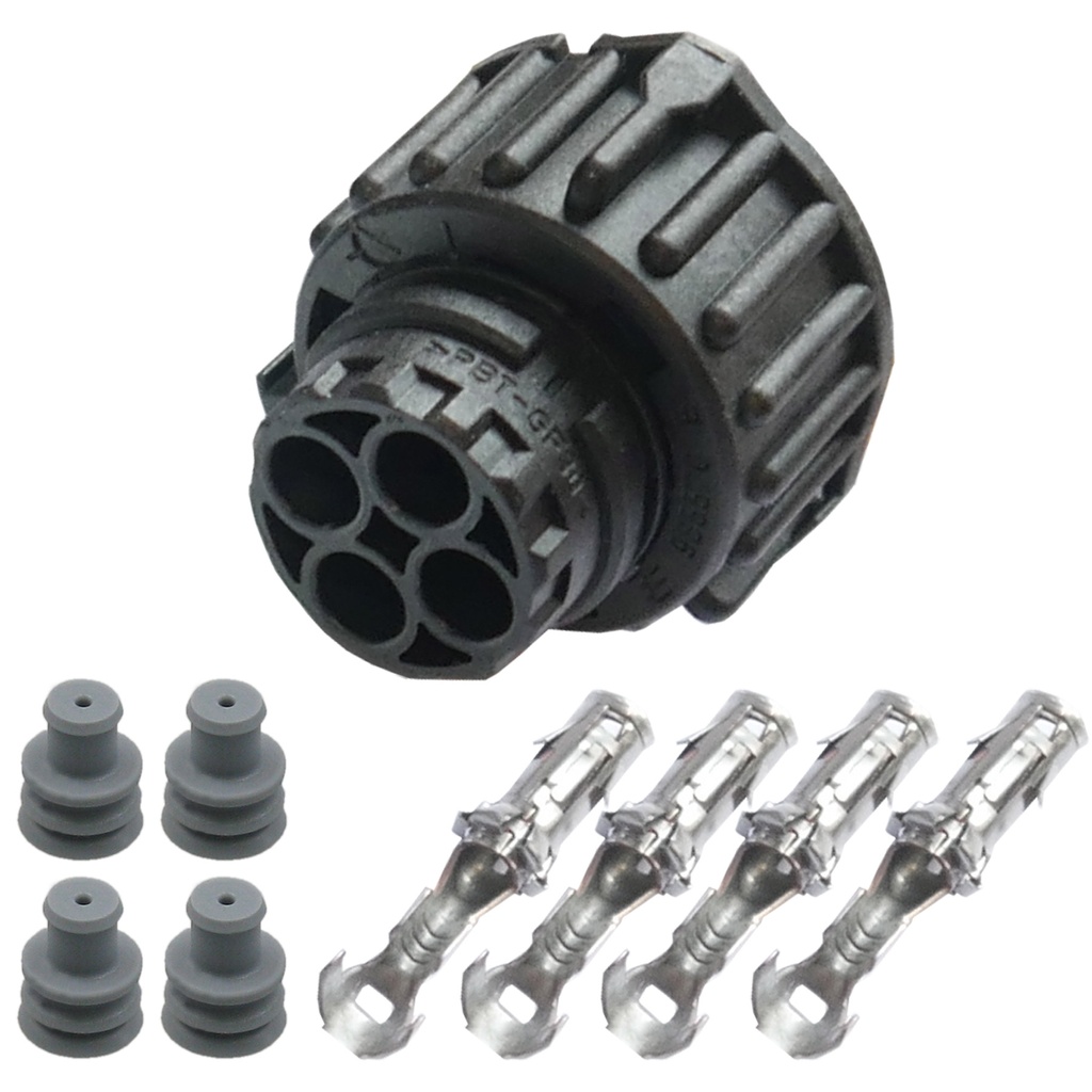 [33-1710] Rundstecker Set Buchse 4 polig AMP DIN 72585 Rundsteckverbinder Stecker IP67 KFZ