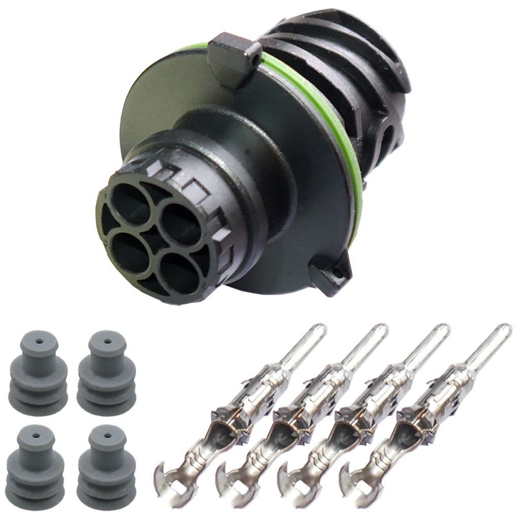 [33-1716] Rundstecker Set Stift 4 polig AMP DIN 72585 Rundsteckverbinder Stecker IP67 KFZ