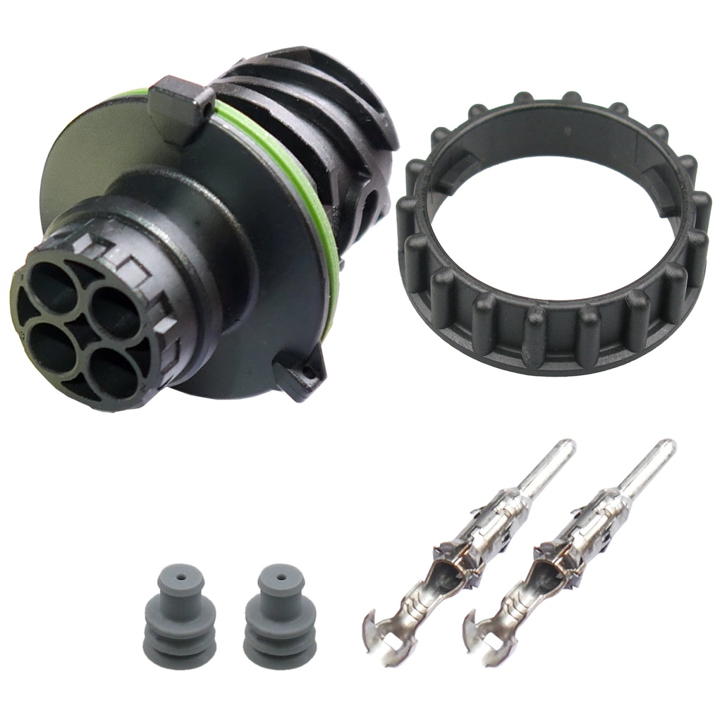 [33-1727] Rundstecker Set Stift 2 polig AMP DIN 72585 Rundsteckverbinder m. Ring IP67 KFZ