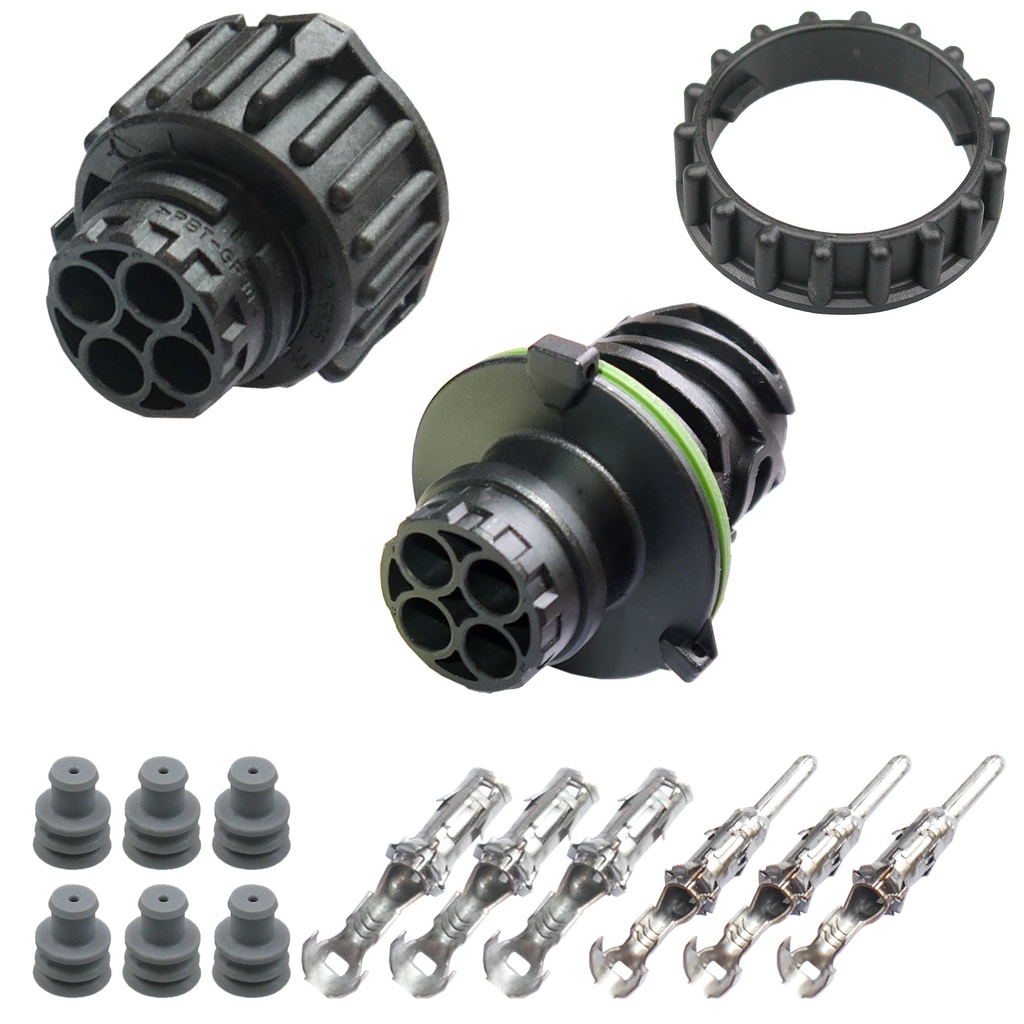 [33-1718] Rundstecker Set Stift Buchse 3-pol. AMP DIN 72585 Rundsteckverbinder Ring IP67