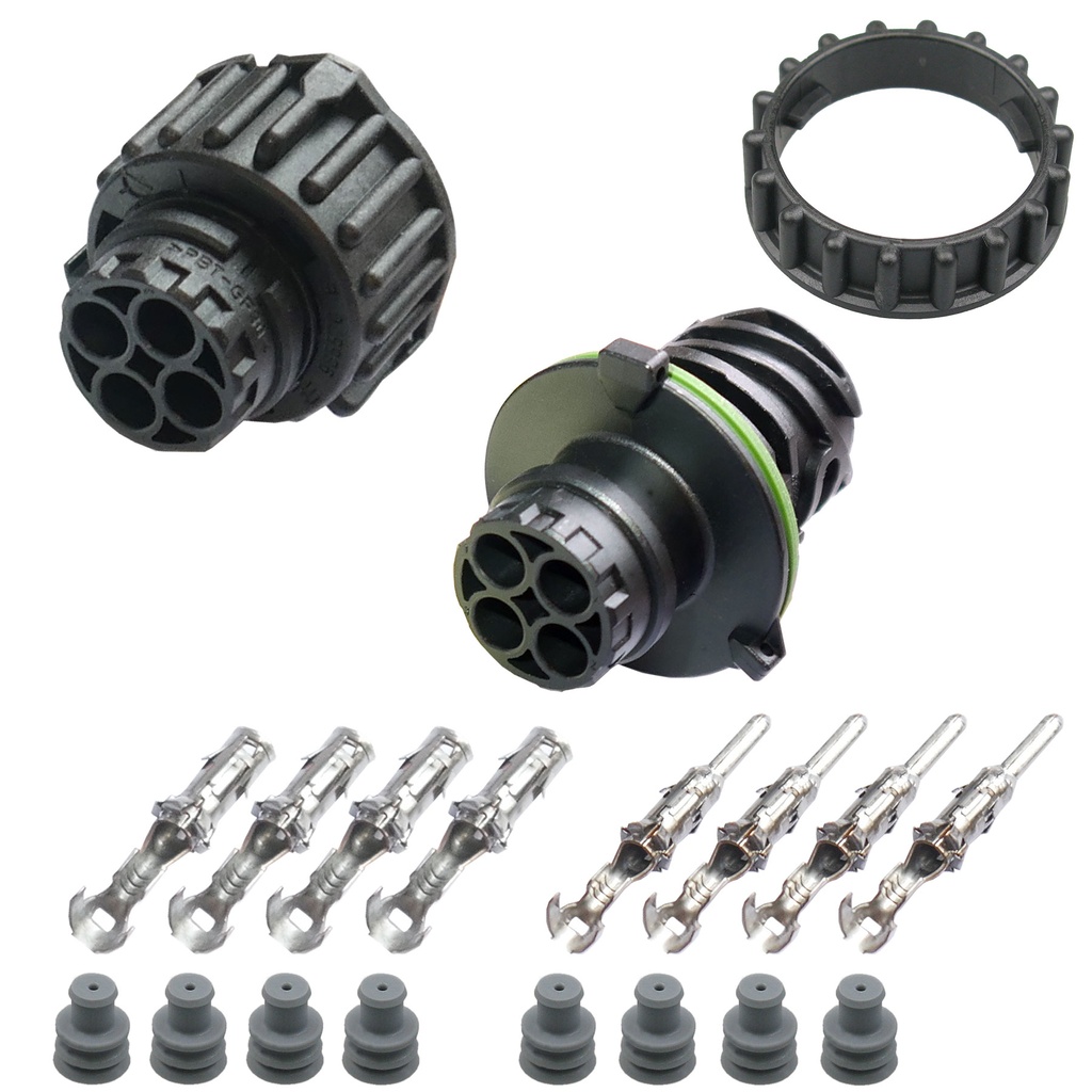 [33-1719] Rundstecker Set Stift Buchse 4-pol. AMP DIN 72585 Rundsteckverbinder Ring IP67