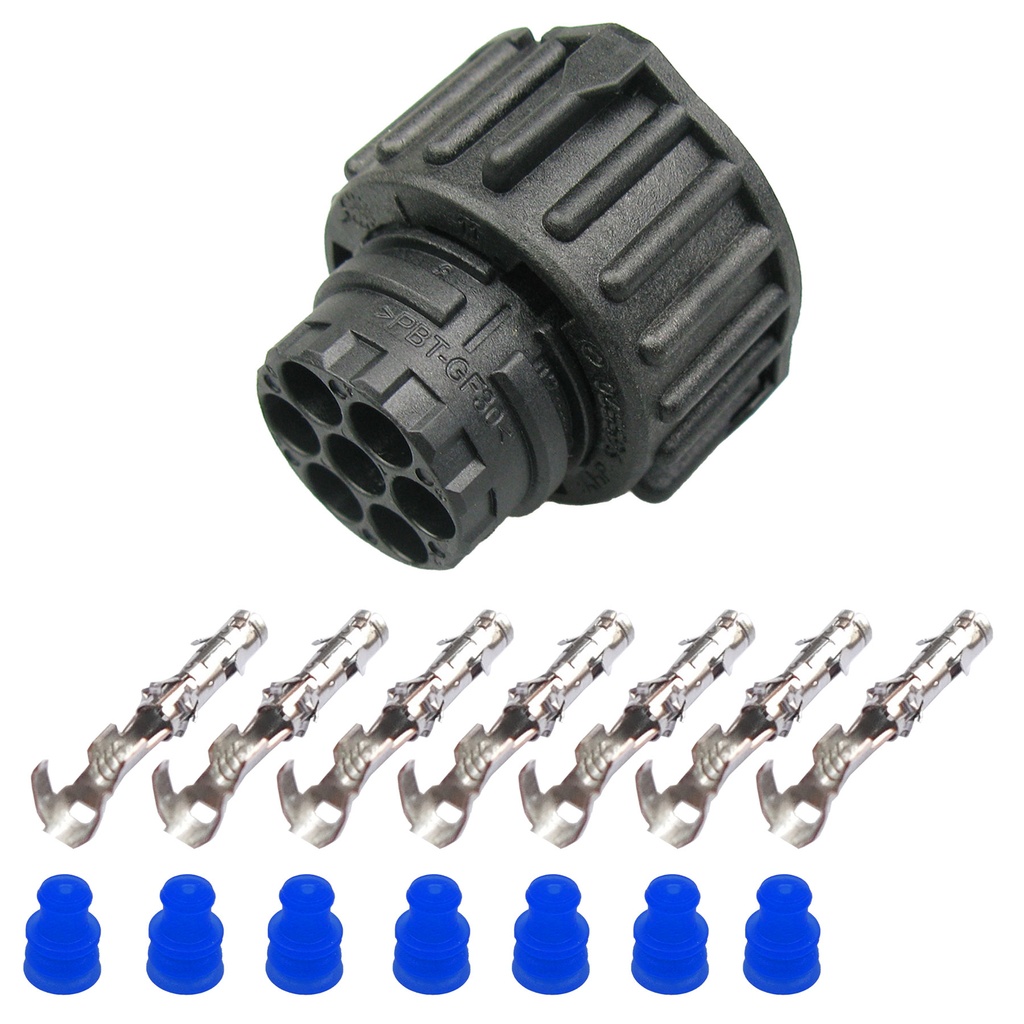 [33-1721] Rundstecker Set Buchse 7 polig AMP DIN 72585 Rundsteckverbinder Stecker IP67 KFZ