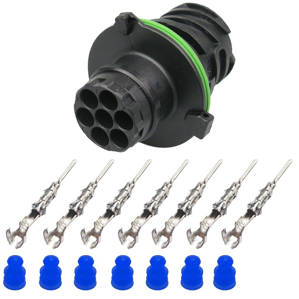 [33-1723] Rundstecker Set Stift 7 polig AMP DIN 72585 Rundsteckverbinder Stecker IP67 KFZ