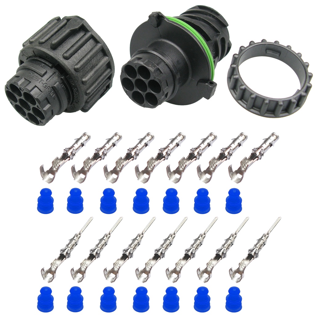 [33-1724] Stecker Set 7-pol. rund Rückleuchte DIN kompatibel zu MAN Mercedes Volvo Renault