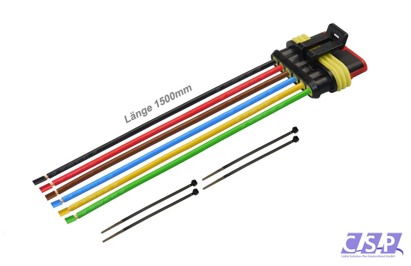 [33-0352] Superseal 6-polig konfektioniertes Buchsengehäuse, 1500mm, Leitung FLRY 1,50mm², Kabelbinder