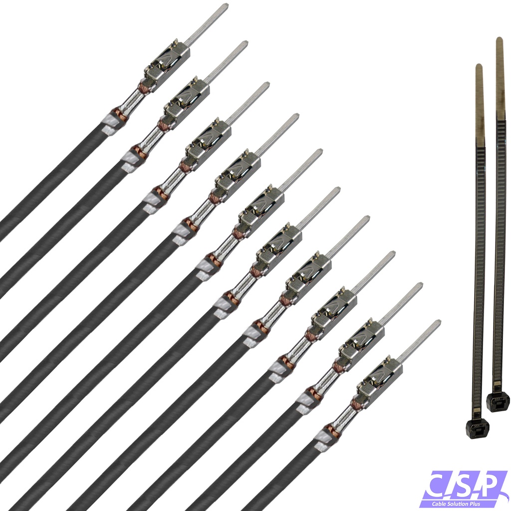 [33-1830-SW] 10x MQS Stift Quadlok mit FLRY 0,50mm² schwarz Kontakt PIN Leitung Fakra Kabel