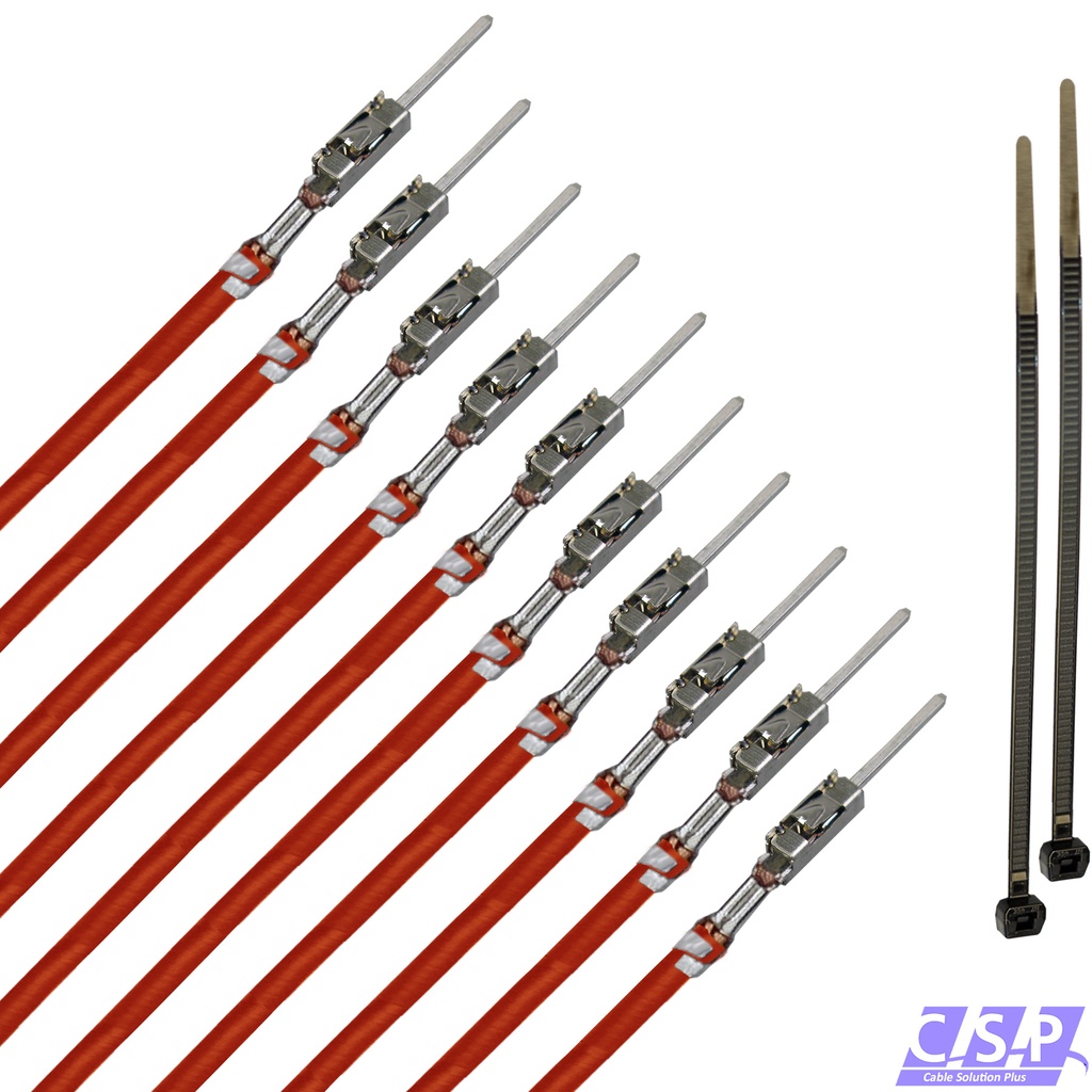 [33-1830-RT] 10x MQS Stift Quadlok mit FLRY 0,50mm² rot Kontakt PIN Leitung Fakra Kabel