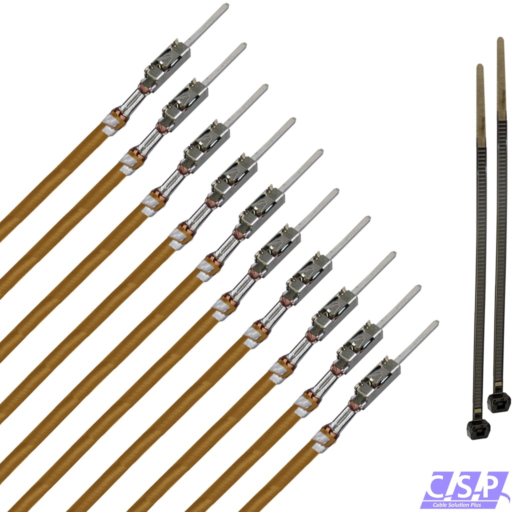[33-1830-BR] 10x MQS Stift Quadlok mit FLRY 0,50mm² braun Kontakt PIN Leitung Fakra Kabel