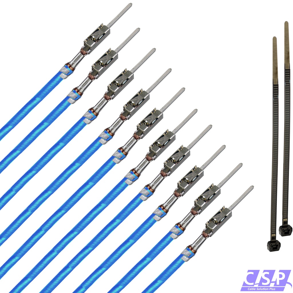 [33-1830-BL] 10x MQS Stift Quadlok mit FLRY 0,50mm² blau Kontakt PIN Leitung Fakra Kabel