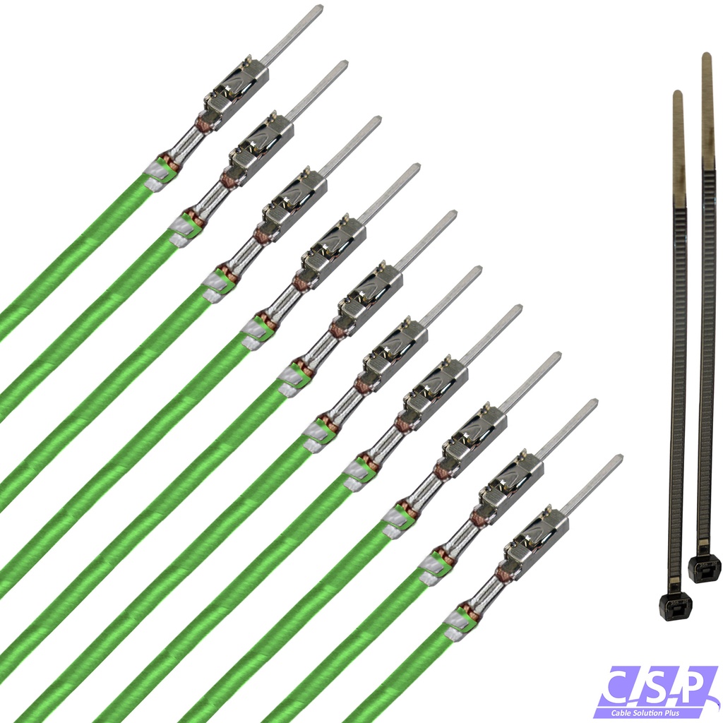 [33-1830-GN] 10x MQS Stift Quadlok mit FLRY 0,50mm² grün Kontakt PIN Leitung Fakra Kabel