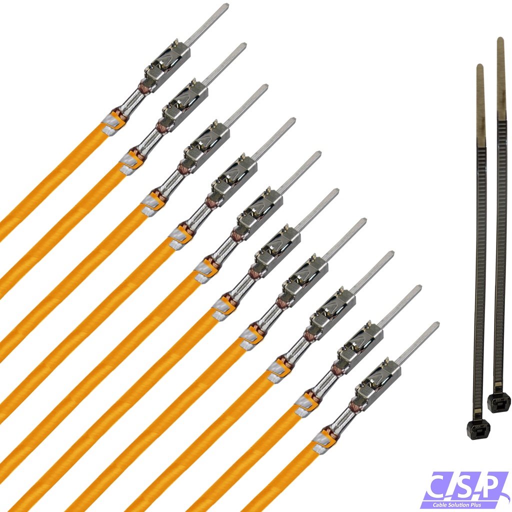 [33-1830-OR] 10x MQS Stift Quadlok mit FLRY 0,50mm² orange Kontakt PIN Leitung Fakra Kabel
