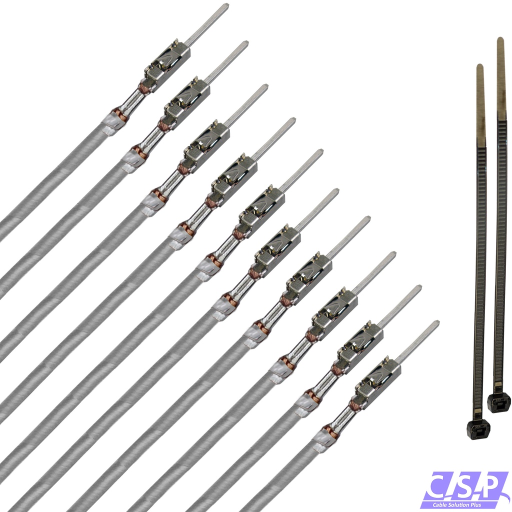 [33-1830-GR] 10x MQS Stift Quadlok mit FLRY 0,50mm² grau Kontakt PIN Leitung Fakra Kabel