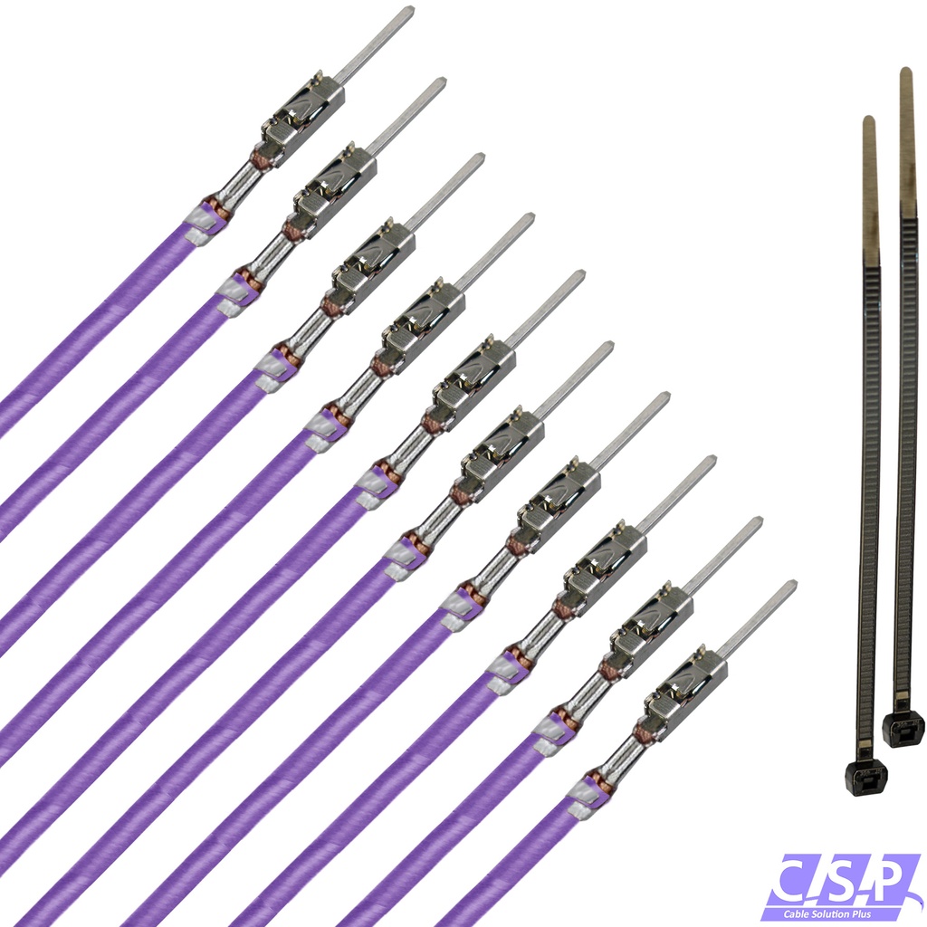 [33-1830-VI] 10x MQS Stift Quadlok mit FLRY 0,50mm² violett Kontakt PIN Leitung Fakra Kabel