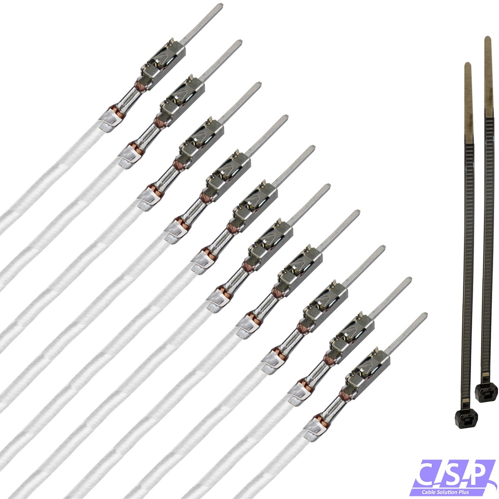 [33-1830-WS] 10x MQS Stift Quadlok mit FLRY 0,50mm² weiß Kontakt PIN Leitung Fakra Kabel