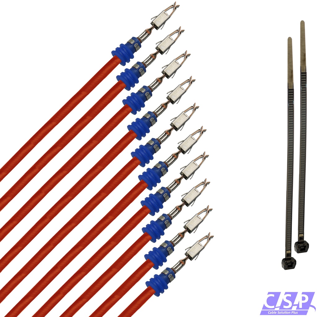 [33-1955-RT] 10x Kabel JPT Junior Power Timer Buchse Einzelleitung gedichtet 1,00mm² rot