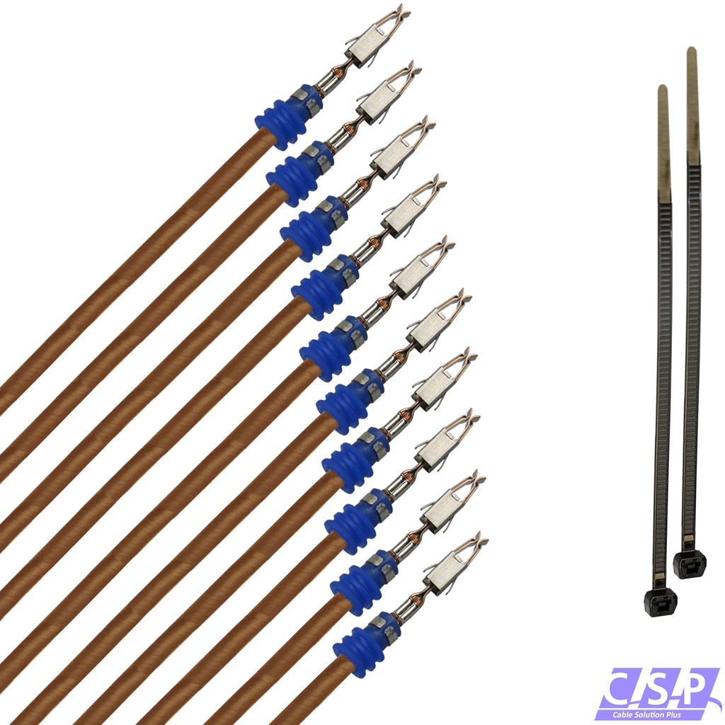[33-1955-BR] 10x Kabel JPT Junior Power Timer Buchse Einzelleitung gedichtet 1,00mm² braun